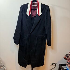 Emilio Renaldi Black Trench Coat with Red and White Details